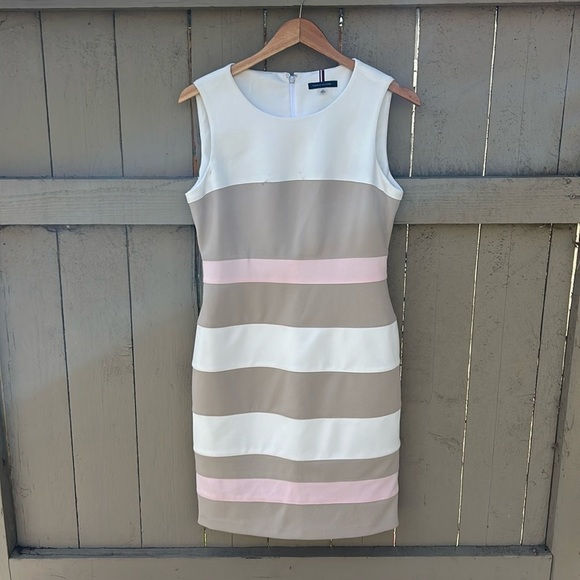 Tommy Hilfiger Scuba Crepe Colorblock Sheath Dress Sz 10 - Picture 1 of 5
